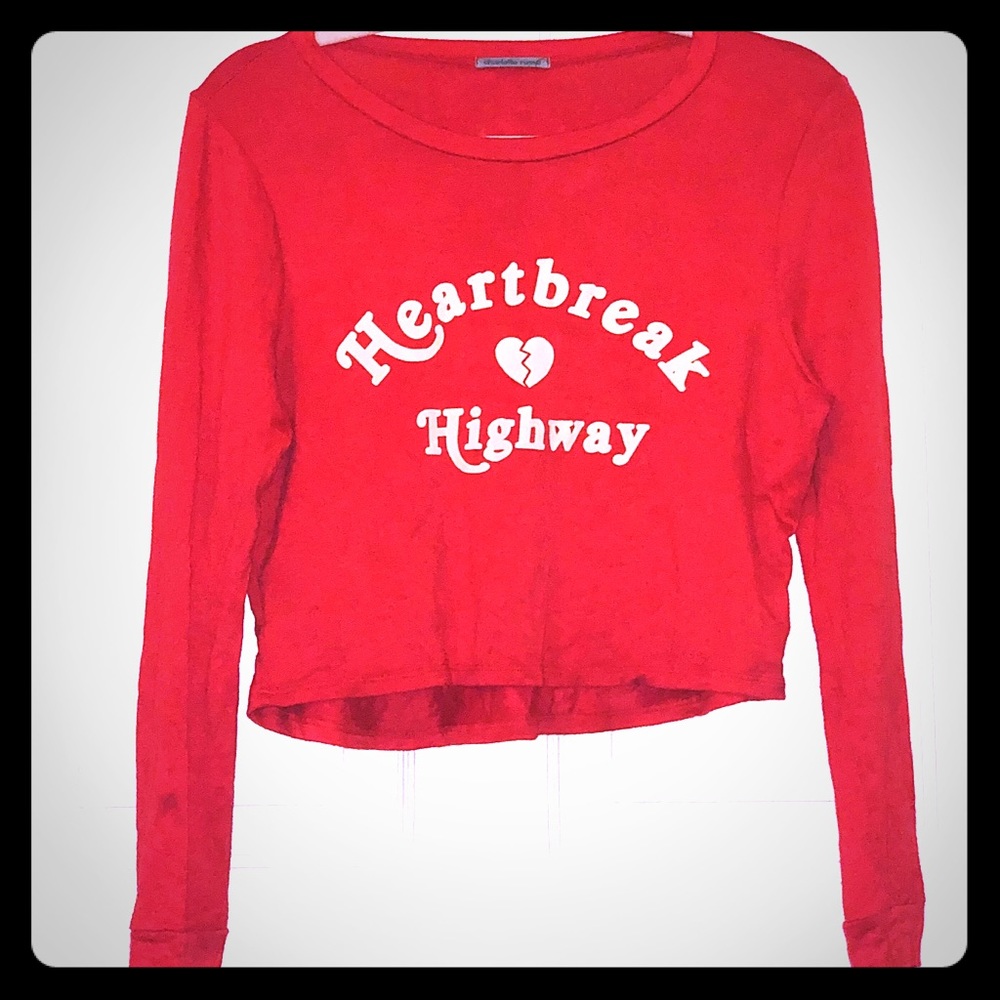 Charlotte Russe red cropped shirt, size small